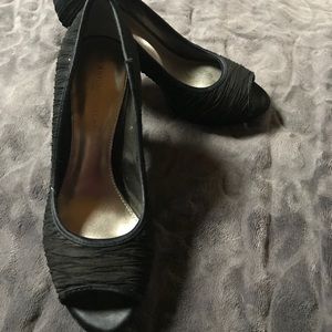 Black peep toe heels